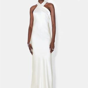 Galvan London Pandora Chic White Halter Maxi Dress